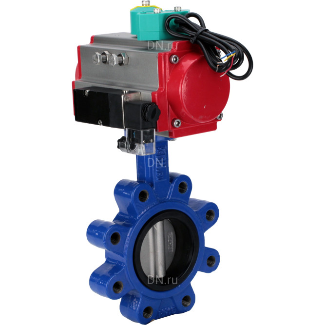 Затвор дисковый поворотный WBV1631E-2W-Fb-H Ду125 Ру16 LUG корпус - чугун QT450, диск - нержавеющая сталь 304, уплотнение - EPDM, с пневмоприводом PA-DA-105, пневмораспределителем 4M310-08 AC220V и магнитным переключателем ALS200D в Алматы