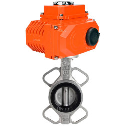 Затвор дисковый поворотный WBV3232P-2W-Fb-H Ду300 Ру16, корпус - нержавеющая сталь 316L, диск - нержавеющая сталь 316L, уплотнение - PTFE, с электроприводом QT-N-080EM-О1-380VAC-У1 380В HARK