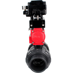 Кран шаровой BV4242E-FP-GRM-ISO Дн80 Ру10 полнопроходной, корпус - НПВХ, шар - НПВХ, уплотнение - EPDM, с пневмоприводом PA-DA-065 и пневмопозиционером YT-1000RSN с обратной связью