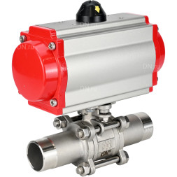 Кран шаровой BV3232P(3pc)-FP-W-ISO-H LONG Ду150 Ру16 полнопроходной, корпус - нержавеющая сталь 316, уплотнение - PTFE, под приварку, с пневмоприводом PA-SA-210