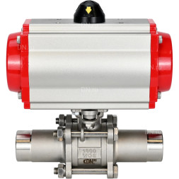 Кран шаровой BV3232P(3pc)-FP-W-ISO-H LONG Ду150 Ру16 полнопроходной, корпус - нержавеющая сталь 316, уплотнение - PTFE, под приварку, с пневмоприводом PA-SA-210