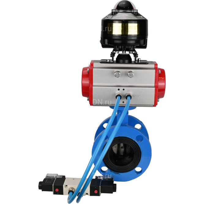 Затвор дисковый поворотный WBV1313E-2W-F-H Ду50 Ру16 фланцевый, корпус - чугун GGG40, диск - чугун GGG40, уплотнение - EPDM, с пневмоприводом PA-DA-105, пневмораспределителем 4V320-08 AC220V и БКВ APL-510N EX в Алматы
