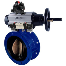 Затвор дисковый поворотный WBV1331E-2W-F-H Ду100 Ру16, фланцевый, корпус - чугун GGG40, диск - нержавеющая сталь 304, уплотнение - EPDM, с пневмоприводом PA-DA-105-1, с пневмораспределителем 4V320-08 AC220V, БКВ APL-210N