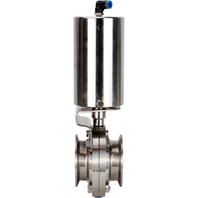 Затвор дисковый поворотный кламповый WBV3131S-2W-C-H Ду25 Ру10 корпус - пищевая нержавеющая сталь 304, уплотнение – Silicon, с пневмоприводом PA-SA-85 с возвратными пружинами в Алматы