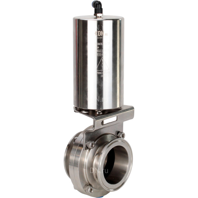 Затвор дисковый поворотный кламповый WBV3131S-2W-C-H Ду25 Ру10 корпус - пищевая нержавеющая сталь 304, уплотнение – Silicon, с пневмоприводом PA-SA-85 с возвратными пружинами в Алматы
