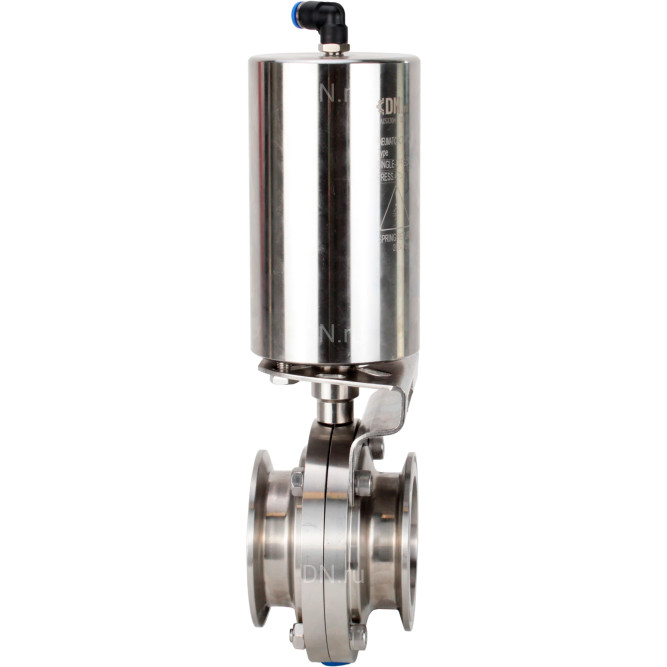 Затвор дисковый поворотный кламповый WBV3131S-2W-C-H Ду25 Ру10 корпус - пищевая нержавеющая сталь 304, уплотнение – Silicon, с пневмоприводом PA-SA-85 с возвратными пружинами в Алматы