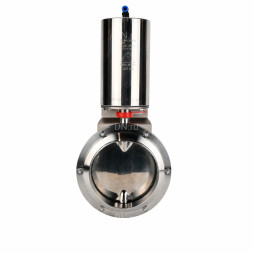 Затвор дисковый поворотный WBV3131E-2W-W-H Ду125 Ру10, пищевая нержавеющая сталь 304, уплотнение - EPDM, под приварку, с пневмоприводом PA-DA-108 двойного действия