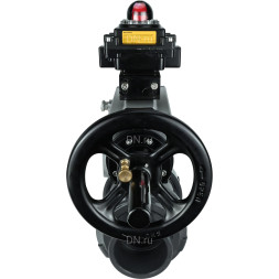 Кран шаровой BV4242E-FP-GRM-ISO Дн20 Ру10 полнопроходной, корпус - НПВХ, шар - НПВХ, уплотнение - EPDM, с пневмоприводом PA-DA-105-1 и БКВ APL-410N EX