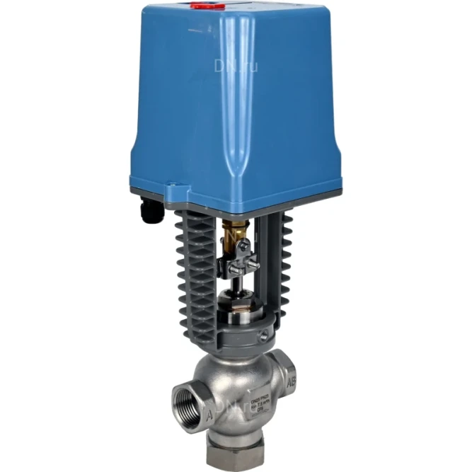 Клапан регулирующий VRg1-31M-PED-T 1/2″ Ду15 Ру25 двухходовой, односедельный, резьбовой, корпус - нержавеющая сталь AISI304, уплотнение - металл с электроприводом XCK220-1500 AC220V в Алматы