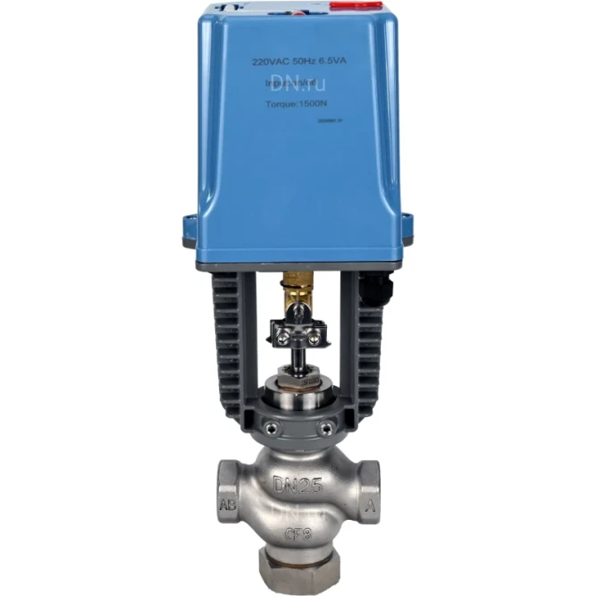 Клапан регулирующий VRg1-31M-PED-T 1/2″ Ду15 Ру25 двухходовой, односедельный, резьбовой, корпус - нержавеющая сталь AISI304, уплотнение - металл с электроприводом XCK220-1500 AC220V в Алматы