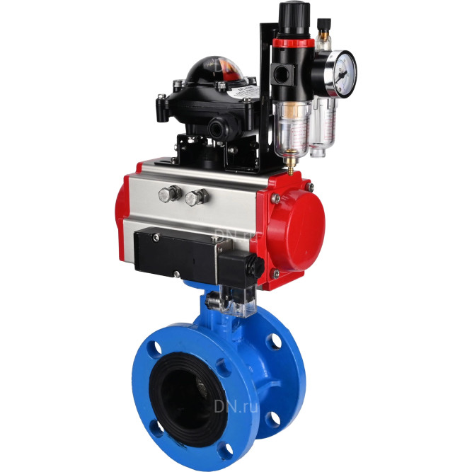 Затвор дисковый поворотный WBV1313E-2W-F-H Ду50 Ру16 фланцевый, корпус - чугун GGG40, диск - чугун GGG40, EPDM, с пневмоприводом PA-DA-105, пневмораспределителем 4M310-08 AC220V, БКВ APL-210N и БПВ AFC2000 в Алматы