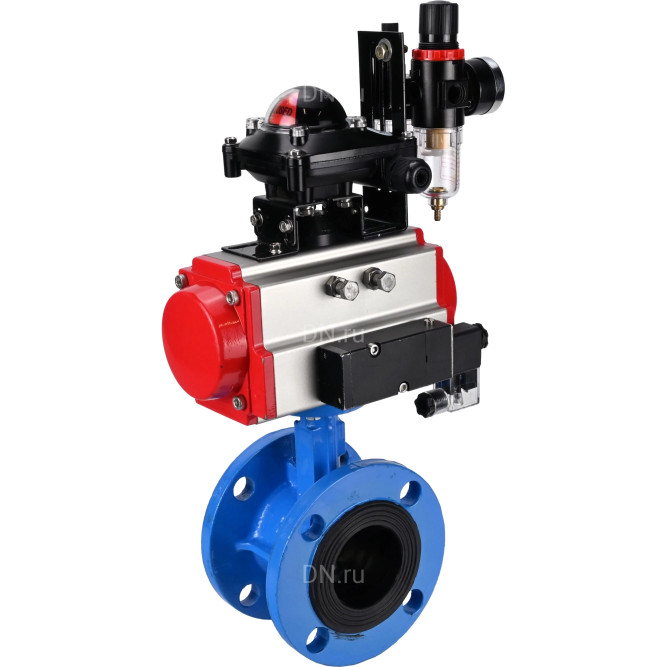 Затвор дисковый поворотный WBV1313E-2W-F-H Ду50 Ру16 фланцевый, корпус - чугун GGG40, диск - чугун GGG40, EPDM, с пневмоприводом PA-DA-105, пневмораспределителем 4M310-08 AC220V, БКВ APL-210N и БПВ AFC2000 в Алматы