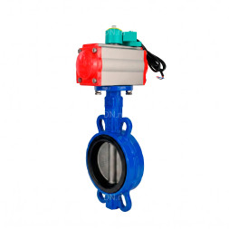 Затвор дисковый поворотный WBV1432N-2W-Fb-H Ду40 Ру16 корпус - чугун GGG50, диск - нержавеющая сталь 316L, уплотнение - NBR, с пневмоприводом PA-SA-083 и магнитным переключателем ALS200D