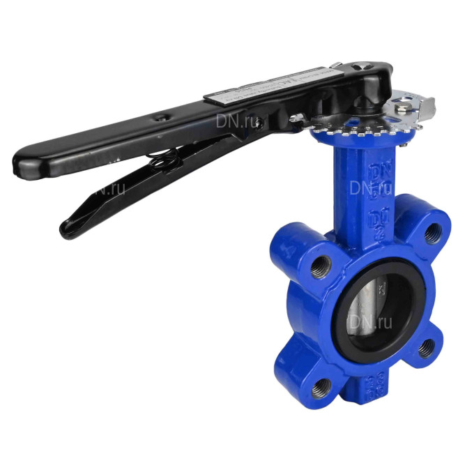 Затвор дисковый поворотный WBV1631N-2W-Fb-H Ду65 Ру16 LUG межфланцевый, корпус - чугун QT450, диск - нержавеющая сталь 304, уплотнение - NBR, с рукояткой в Алматы