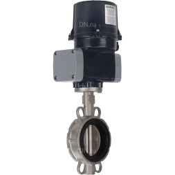 Затвор дисковый поворотный WBV3232V-2W-Fb-H Ду125 Ру16, корпус - нержавеющая сталь 316L, диск - нержавеющая сталь 316L, уплотнение - Viton, с электроприводом QTSA-N-014EM-O0-220VAC с пружинным возвратом
