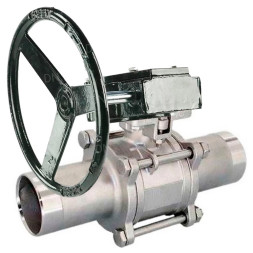 Кран шаровой BV3131P(3pc)-FP-W-ISO-H LONG Ду125 Ру16 полнопроходной, корпус - нержавеющая сталь 304, уплотнение - PTFE, под приварку, с редуктором четвертьоборотным RDN RQN5-500Z-T30
