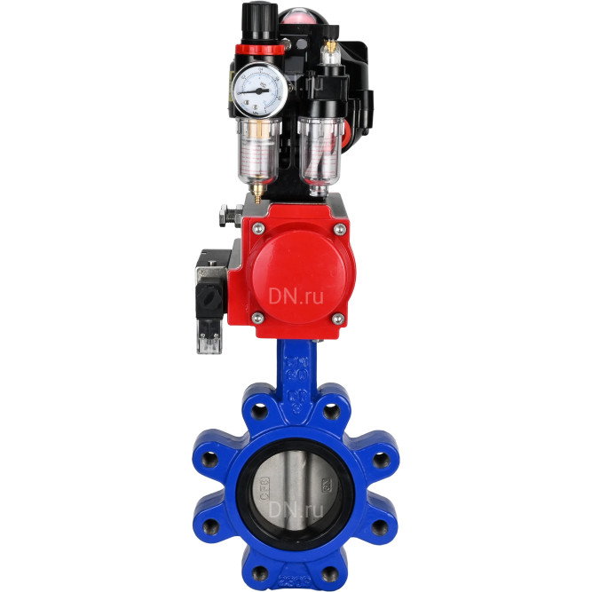 Затвор дисковый поворотный WBV1631E-2W-Fb-H Ду125 Ру16 LUG корпус - чугун QT450, диск - нержавеющая сталь 304, уплотнение - EPDM, с пневмоприводом PA-DA-105, пневмораспределителем 4M310-08 AC220V, БКВ APL-510N EX и БПВ AFC2000 в Алматы