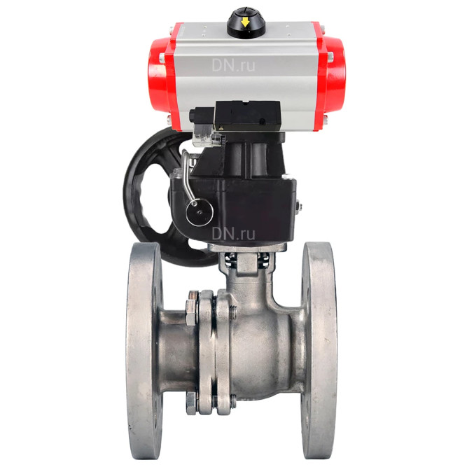 Кран шаровой BV3232P(2pc)-FP-F-ISO-H WDVF Ду100 Ру16 полнопроходной, фланцевый, корпус - нержавеющая сталь 316, уплотнение - PTFE, с пневмоприводом PA-DA-105, пневмораспределителем 4M310-08 DC24V и ручным дублером MON3-700-T38-ISO в Алматы