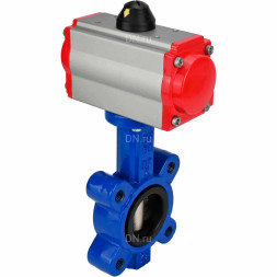 Затвор дисковый поворотный WBV1631E-2W-Fb-H Ду100 Ру16 LUG корпус - чугун QT450, диск - нержавеющая сталь 304, уплотнение - EPDM, с пневмоприводом PA-SA-130 и пневмораспределителем 4M310-08 DC24V