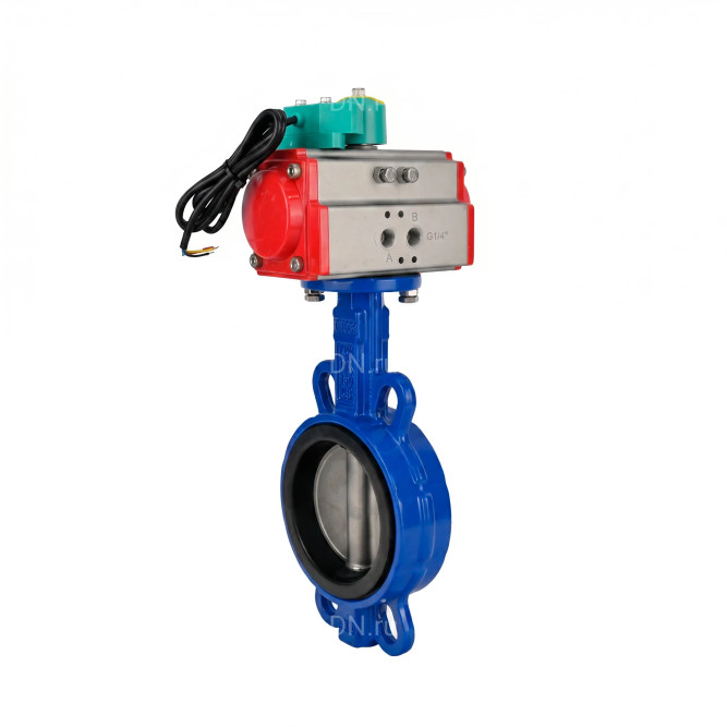 Затвор дисковый поворотный WBV1432N-2W-Fb-H Ду50 Ру16 корпус - чугун GGG50, диск - нержавеющая сталь 316L, уплотнение - NBR, с пневмоприводом PA-SA-083 и магнитным переключателем ALS200D в Алматы