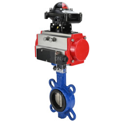 Затвор дисковый поворотный WBV1132N-2W-Fb-H Ду150 Ру16, корпус - чугун GG25, диск - нержавеющая сталь 316L, уплотнение - NBR, с пневмоприводом PA-DA-105 двойного действия, пневмораспределителем 4M310-08 AC220V, БКВ APL-210N