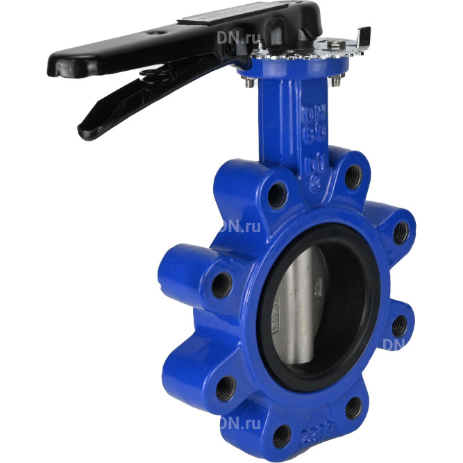 Затвор дисковый поворотный WBV1631N-2W-Fb-H Ду80 Ру16 LUG межфланцевый, корпус - чугун QT450, диск - нержавеющая сталь 304, уплотнение - NBR, с рукояткой в Алматы