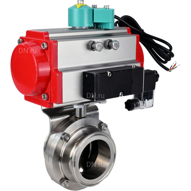 Затвор дисковый поворотный кламповый WBV3131E-2W-C-H Ду20 Ру10 корпус - пищевая нержавеющая сталь 304, уплотнение - EPDM, с пневмоприводом PA-DA-052, пневмораспределителем 4M310-08 DC24V и магнитным переключателем ALS200D в Алматы