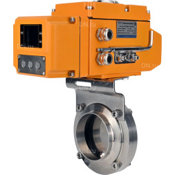 Затвор дисковый поворотный WBV3131S-2W-W-H Ду15 Ру10 под приварку, корпус - пищевая нержавеющая сталь 304, уплотнение - Silicon, с электроприводом QT-N-005EM-A1-220VAC-У1 c датчиком обратной связи и входным управляющим сигналом 4-20мА HARK
