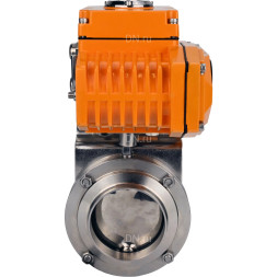 Затвор дисковый поворотный WBV3131S-2W-W-H Ду15 Ру10 под приварку, корпус - пищевая нержавеющая сталь 304, уплотнение - Silicon, с электроприводом QT-N-005EM-A1-220VAC-У1 c датчиком обратной связи и входным управляющим сигналом 4-20мА HARK
