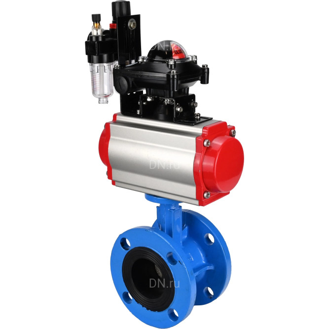 Затвор дисковый поворотный WBV1313E-2W-F-H Ду80 Ру16 фланцевый, корпус - чугун GGG40, диск - чугун GGG40, EPDM, с пневмоприводом PA-DA-105, пневмораспределителем 4M310-08 AC220V, БКВ APL-210N и БПВ AFC2000 в Алматы