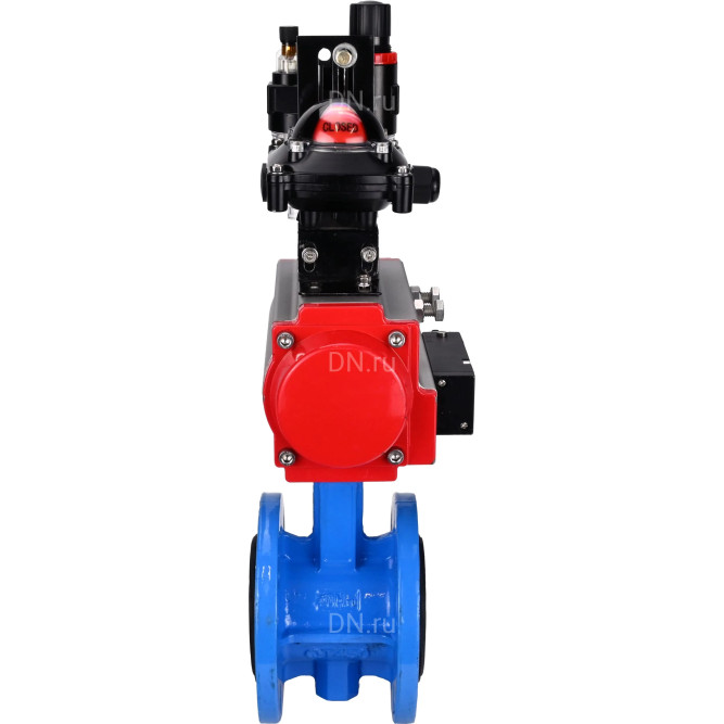 Затвор дисковый поворотный WBV1313E-2W-F-H Ду80 Ру16 фланцевый, корпус - чугун GGG40, диск - чугун GGG40, EPDM, с пневмоприводом PA-DA-105, пневмораспределителем 4M310-08 AC220V, БКВ APL-210N и БПВ AFC2000 в Алматы