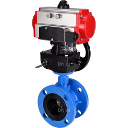 Затвор дисковый поворотный WBV1313E-2W-F-H Ду50 Ру16 фланцевый, корпус - чугун GGG40, диск - чугун GGG40, EPDM, с пневмоприводом PA-DA-105, пневмораспределителем 4M310-08 DC24V и ручным дублером MON1-250-T26-ISO