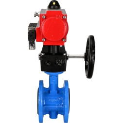 Затвор дисковый поворотный WBV1313E-2W-F-H Ду50 Ру16 фланцевый, корпус - чугун GGG40, диск - чугун GGG40, EPDM, с пневмоприводом PA-DA-105, пневмораспределителем 4M310-08 DC24V и ручным дублером MON1-250-T26-ISO