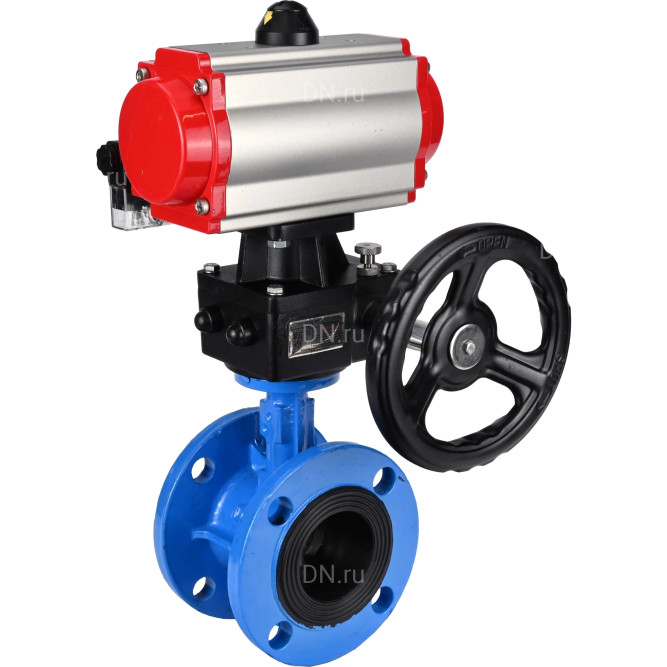 Затвор дисковый поворотный WBV1313E-2W-F-H Ду50 Ру16 фланцевый, корпус - чугун GGG40, диск - чугун GGG40, EPDM, с пневмоприводом PA-DA-105, пневмораспределителем 4M310-08 DC24V и ручным дублером MON1-250-T26-ISO в Алматы