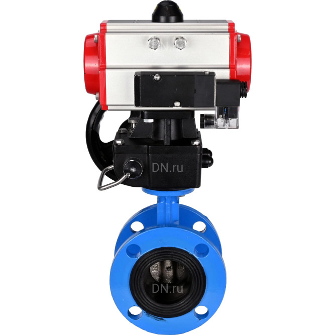 Затвор дисковый поворотный WBV1313E-2W-F-H Ду50 Ру16 фланцевый, корпус - чугун GGG40, диск - чугун GGG40, EPDM, с пневмоприводом PA-DA-105, пневмораспределителем 4M310-08 DC24V и ручным дублером MON1-250-T26-ISO в Алматы