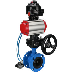 Затвор дисковый поворотный WBV1313E-2W-F-H Ду200 Ру16 фланцевый, корпус - чугун GGG40, диск - чугун GGG40, EPDM, с пневмоприводом PA-DA-140, пневмораспределителем 4V320-10 AC220V, БКВ APL-510N EX и ручным дублером MON2-450-T28-ISO