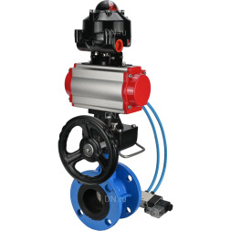Затвор дисковый поворотный WBV1313E-2W-F-H Ду200 Ру16 фланцевый, корпус - чугун GGG40, диск - чугун GGG40, EPDM, с пневмоприводом PA-DA-140, пневмораспределителем 4V320-10 AC220V, БКВ APL-510N EX и ручным дублером MON2-450-T28-ISO