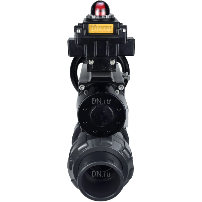 Кран шаровой BV4242E-FP-GRM-ISO Дн40 Ру10 полнопроходной, корпус - НПВХ, шар - НПВХ, уплотнение - EPDM, с пневмоприводом PA-DA-105-1 и БКВ APL-410N EX в Алматы