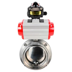 Затвор дисковый поворотный WBV3131S-2W-T-H Ду25 Ру10 резьбовой, пищевая нержавеющая сталь 304, уплотнение – Silicon, с пневмоприводом PA-DA-065 и БКВ APL-510N EX