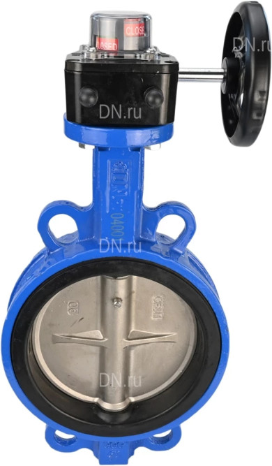 Затвор дисковый поворотный WBV1132N-2W-Fb-H Ду125 Ру16 межфланцевый, корпус - чугун GG25, диск - нержавеющая сталь 316L, уплотнение - NBR, с редуктором HGB RQN1-180Z с индикатором положения в Алматы