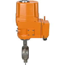Затвор дисковый поворотный WBV3232V-2W-Fb-H Ду100 Ру16, корпус - нержавеющая сталь 316L, диск - нержавеющая сталь 316L, уплотнение - Viton, с электроприводом QT-EX-010EM-O2-380VAC-У1 380В