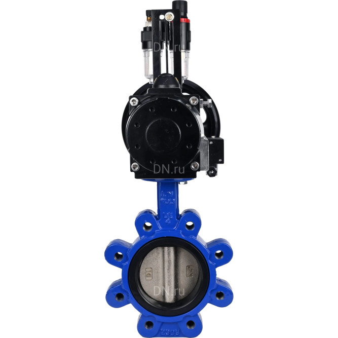Затвор дисковый поворотный WBV1616N-2W-Fb-H Ду125 Ру16 LUG корпус - чугун QT450, диск - чугун QT450, уплотнение - NBR, с пневмоприводом PA-DA-105-1, пневмораспределителем 4M310-08 AC220V и БПВ AFC2000 в Алматы