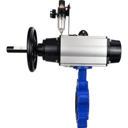 Затвор дисковый поворотный WBV1616N-2W-Fb-H Ду125 Ру16 LUG корпус - чугун QT450, диск - чугун QT450, уплотнение - NBR, с пневмоприводом PA-DA-105-1, пневмораспределителем 4M310-08 AC220V и БПВ AFC2000