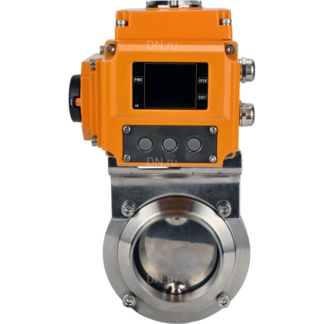 Затвор дисковый поворотный WBV3131S-2W-W-H Ду20 Ру10 под приварку, корпус - пищевая нержавеющая сталь 304, уплотнение - Silicon, с электроприводом QT-N-005EM-A1-220VAC-У1 c датчиком обратной связи и входным управляющим сигналом 4-20мА HARK в Алматы