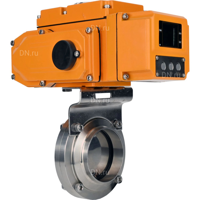 Затвор дисковый поворотный WBV3131S-2W-W-H Ду20 Ру10 под приварку, корпус - пищевая нержавеющая сталь 304, уплотнение - Silicon, с электроприводом QT-N-005EM-A1-220VAC-У1 c датчиком обратной связи и входным управляющим сигналом 4-20мА HARK в Алматы