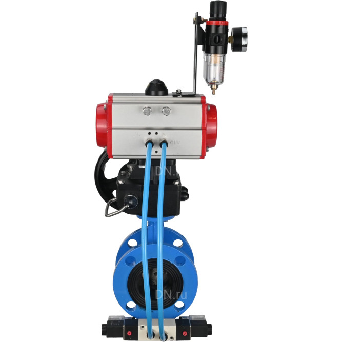 Затвор дисковый поворотный WBV1313E-2W-F-H Ду125 Ру16 фланцевый, корпус - чугун GGG40, диск - чугун GGG40, EPDM, с пневмоприводом PA-DA-130, пневмораспределителем 4V320-08 AC220V, дублером MON1-250-T26-ISO и БПВ AFC2000 в Алматы