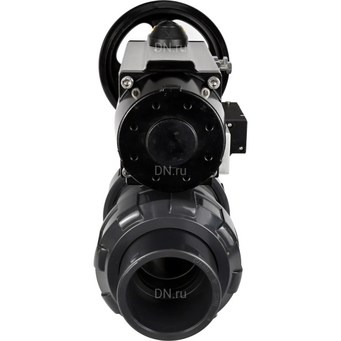 Кран шаровой BV4242E-FP-GRM-ISO Дн100 Ру10 полнопроходной, корпус - НПВХ, шар - НПВХ, уплотнение - EPDM, с пневмоприводом PA-DA-105-1 и пневмораспределителем 4M310-08 DC24V в Алматы