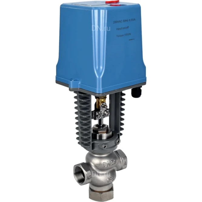 Клапан регулирующий VRg1-31M-PED-T 1 1/2″ Ду40 Ру25 двухходовой, односедельный, резьбовой, корпус - нержавеющая сталь AISI304, уплотнение - металл с электроприводом XCK220-1500 AC220V в Алматы