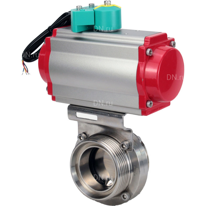 Затвор дисковый поворотный WBV3131S-2W-T-H Ду65 Ру10 резьбовой, пищевая нержавеющая сталь 304, уплотнение - Silicon, с пневмоприводом PA-DA-052 и магнитным переключателем ALS200D в Алматы
