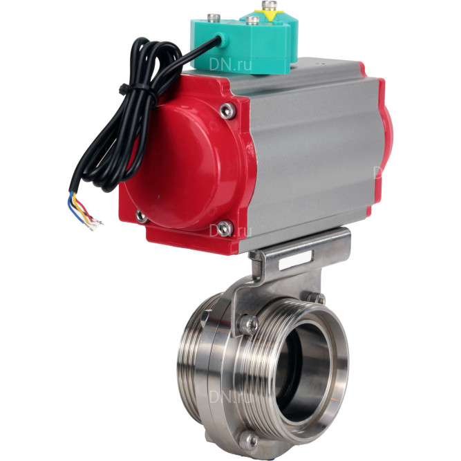 Затвор дисковый поворотный WBV3131S-2W-T-H Ду65 Ру10 резьбовой, пищевая нержавеющая сталь 304, уплотнение - Silicon, с пневмоприводом PA-DA-052 и магнитным переключателем ALS200D в Алматы